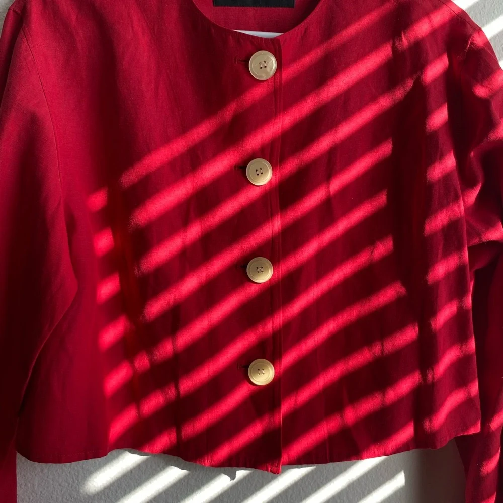 Red Button-Up Top - Picture 3 of 5